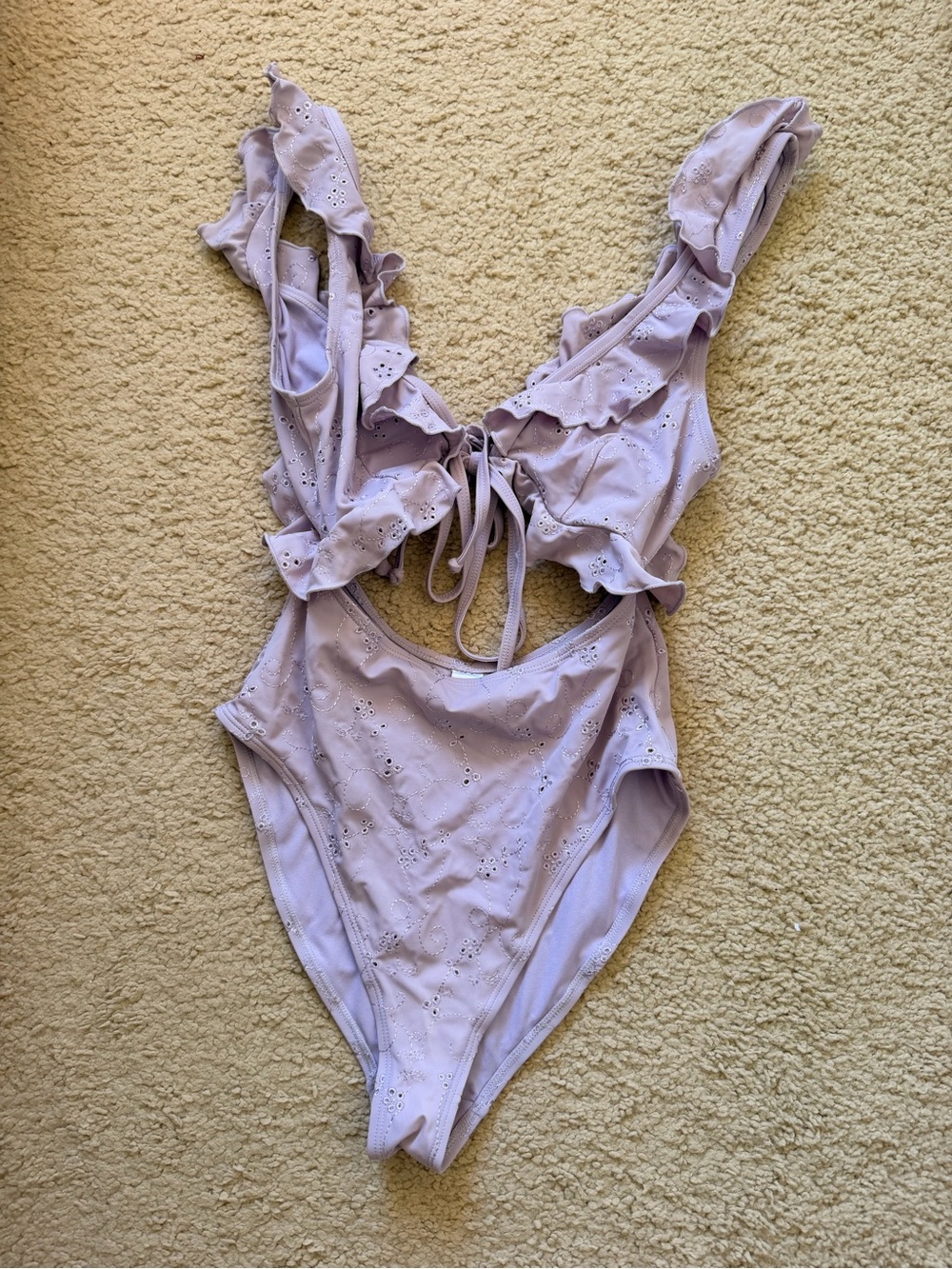 ASOS Lavender Eyelet Ruffle One-Piece Swimsuit